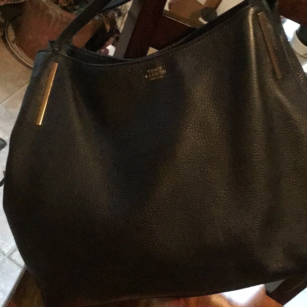 Awesome Vince Camuto black leather hobo bag